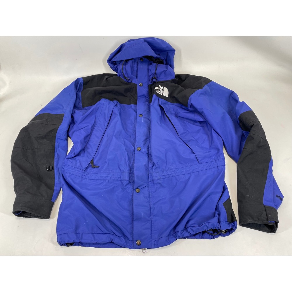 The North Face Mens 2XL Blue Black Gore-Tex Mountain Light Jacket Parka Hooded